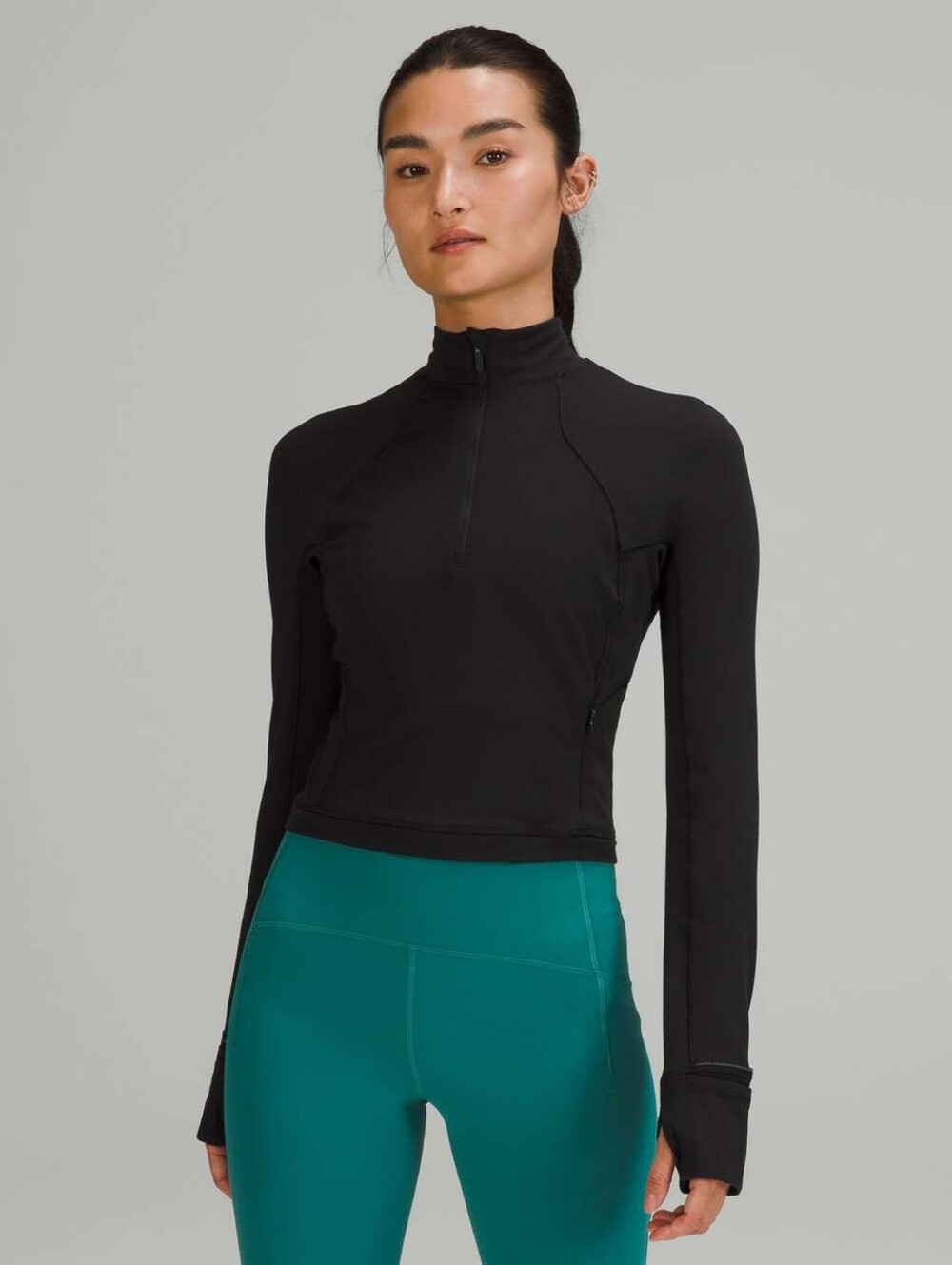 Lululemon Its Rulu Run Cropped Half-Zip Black